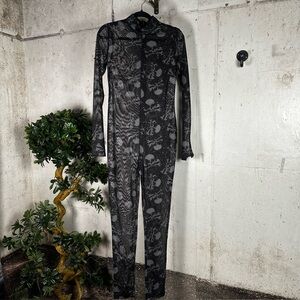 Killstar‎ black & white mesh catsuit size M